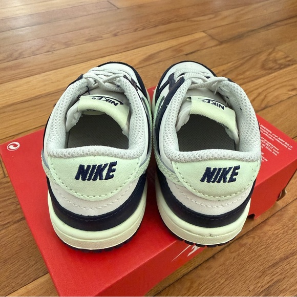 Nike Dunk Low Sail Midnight Navy Volt Tint TD Shoe Size 6C Blue FB9107 127 - Picture 3 of 6